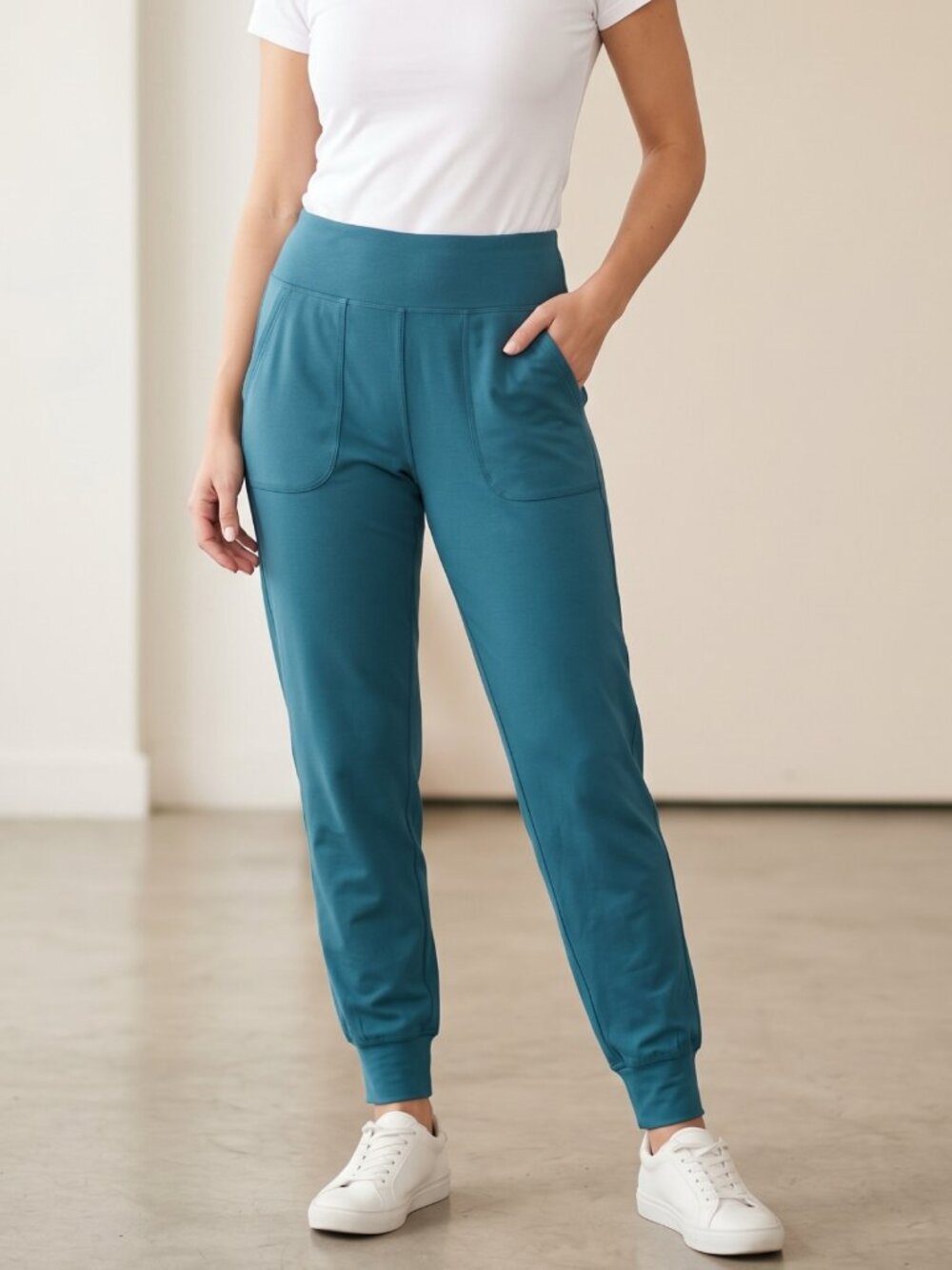 NWT Sunzel Teal Blue Pocket Athletic Jogger Pants Medium 8/10